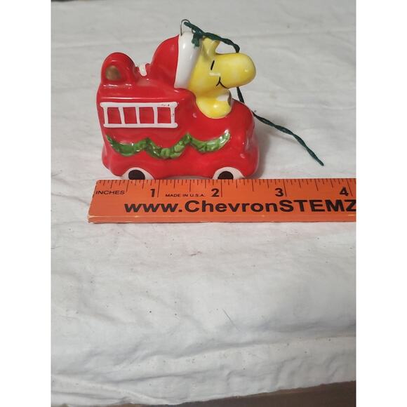 Vintage Peanuts WOODSTOCK Christmas ORNAMENT Fire Truck Made in Japan 1972 - Picture 9 of 10